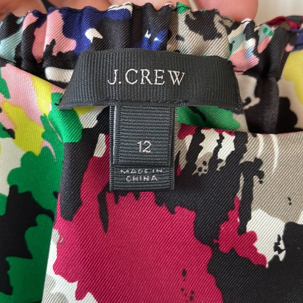 J. Crew Multicolor Abstract Ruffle Sleeve Top - Picture 5 of 6